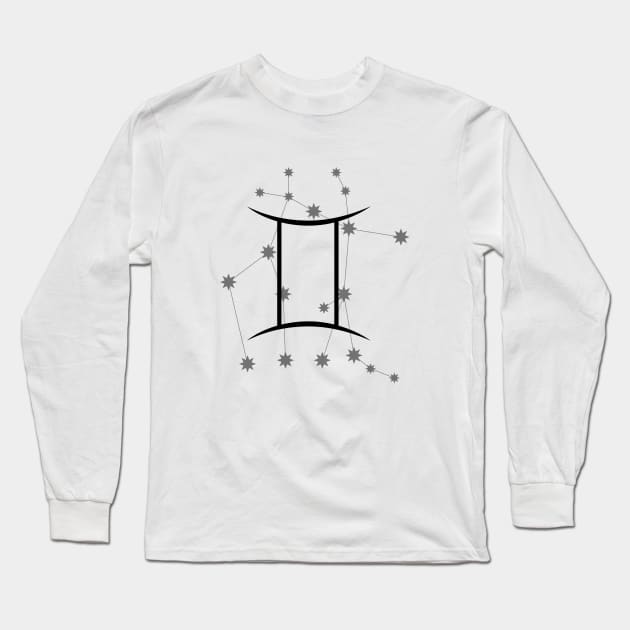 Gemini - Zodiac Sign Symbol and Constellation Long Sleeve T-Shirt by Red Fody